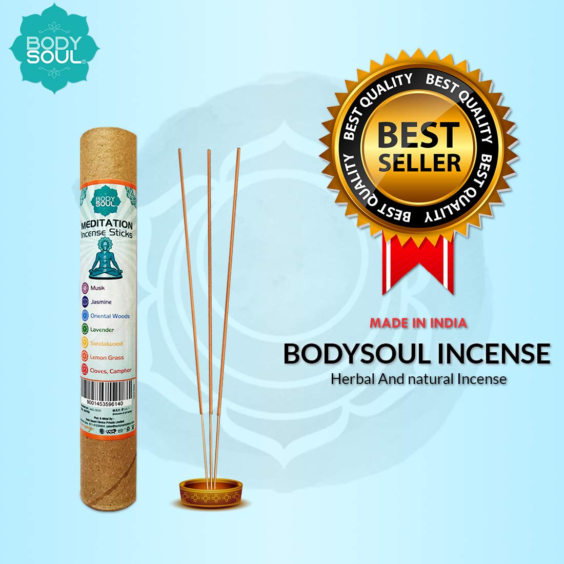 Body Soul Incense Sticks Camphor, Lemon Grass, Wood, Jasmine, Musk, Lavender (Pack of 6)